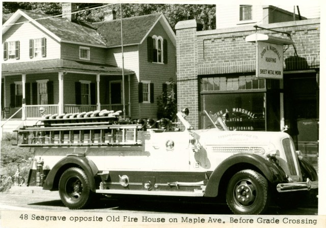 1948 Seagrave Pumper-parked opposite our old firehouse on Maple Avenue
